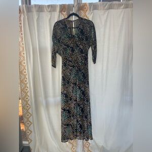 Anthropologie Crushed Velvet Floral Dress with built in pants.